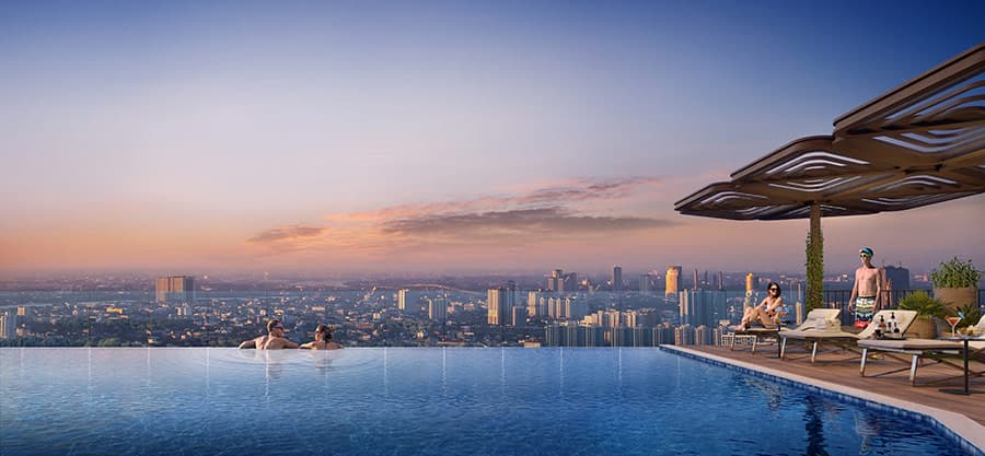 Thư giãn trong làn nước xanh mát tại hồ bơi trên cao Tiện ích tự án Opal Skyline